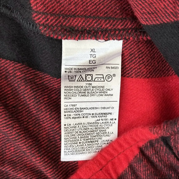 Old Navy Flannel Pajama Pants Mens XL Red Black Buffalo Plaid PJ Holiday Cabin - Picture 5 of 10
